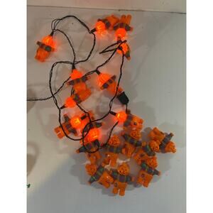 Vintage Halloween 10 Scarecrow Blow Mold String Lights Pumpkin Time